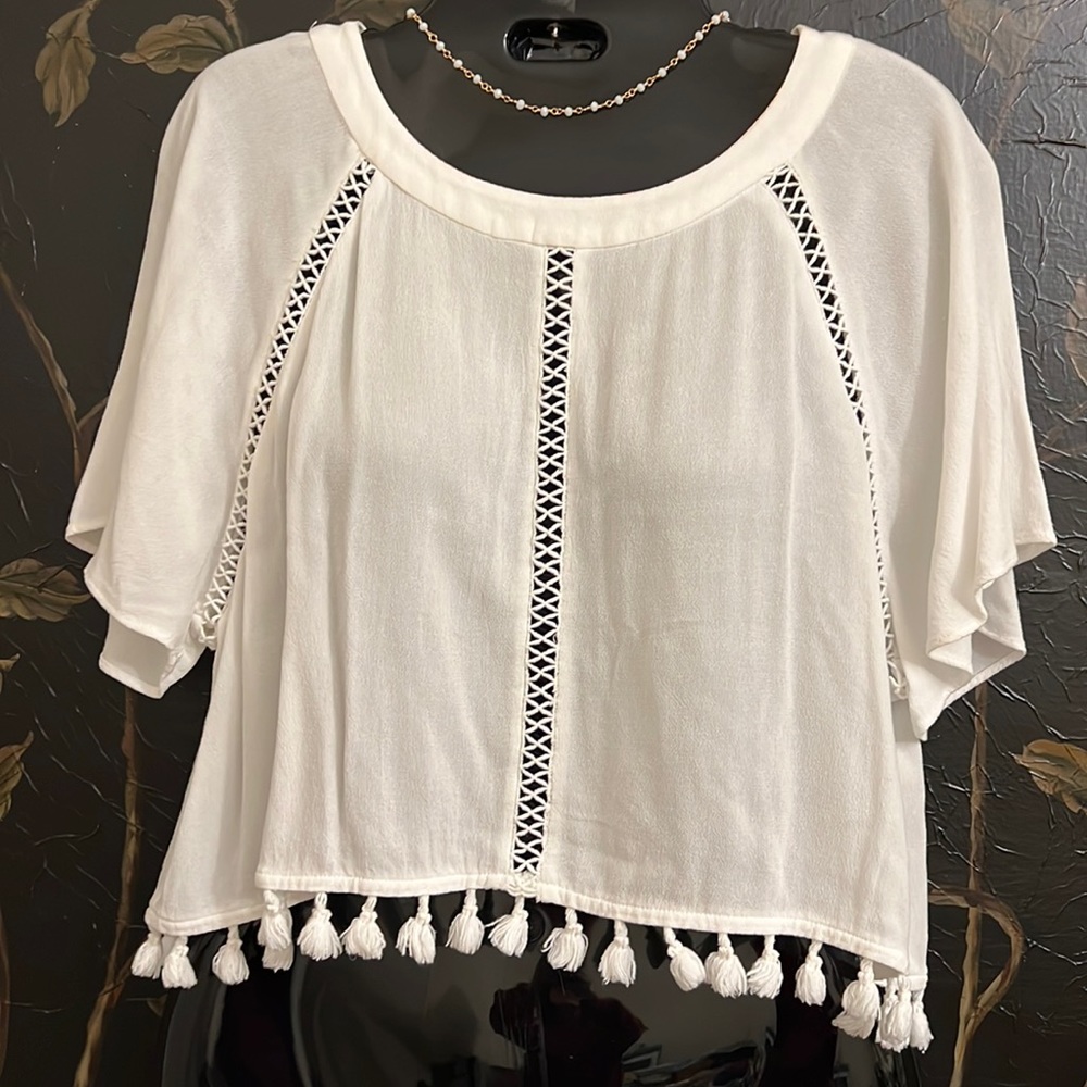 White cropped top